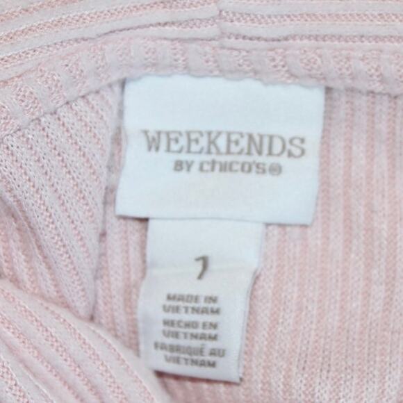 Weekends by Chico’s Pink Cowl Neck Pullover Sweater Women Size 1 Soft Cozy Knit - Picture 3 of 3